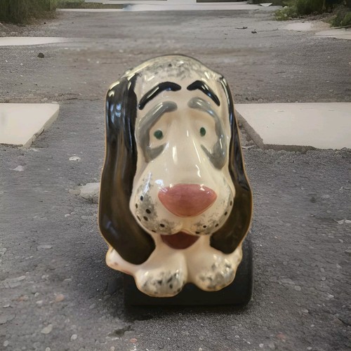 Handcrafted Derpy Ceramic Bassett Hound Dog Canine Figurine Hobbyist vintage 5in - Picture 1 of 12