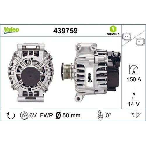 Alternateur Valeo 439759 de Technologie D'origine avec Poulie 51mm