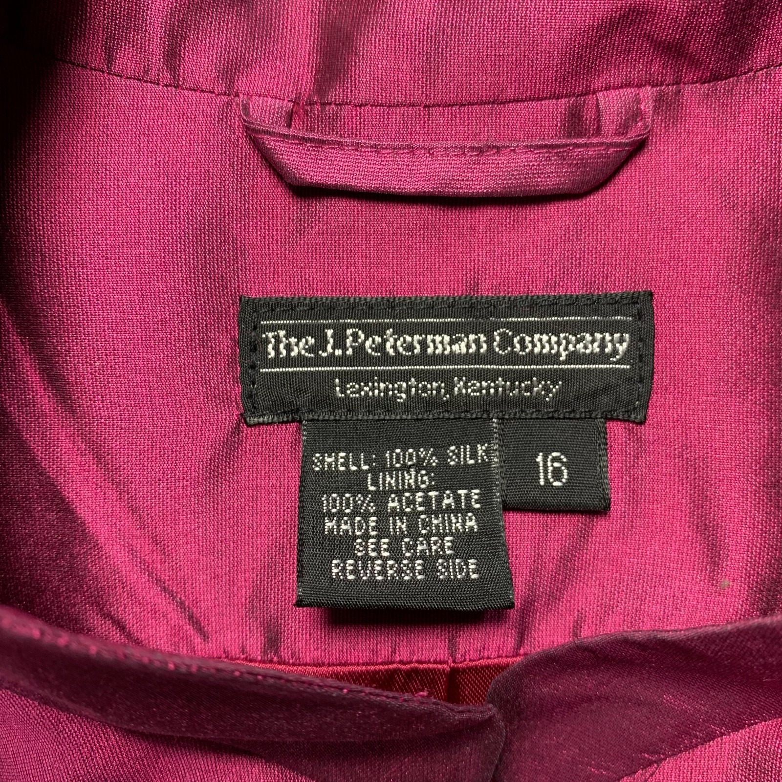 J Peterman Blouse Womens Size 16 / XL Top Silk Shoulder Pads Long tails*