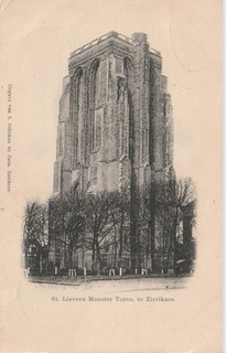 ZIERIKZEE. Sint Lievens Monster Toren. Antieke gebruikte Ansichtkaart.