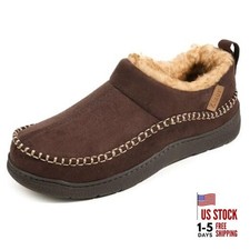 Men's Moccasin House Shoes Slippers Indoor Outdoor 12 Coffee