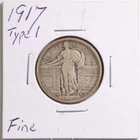 1917 Type 1 25C Standing Liberty Quarter Dollar in Fine Condition #5507