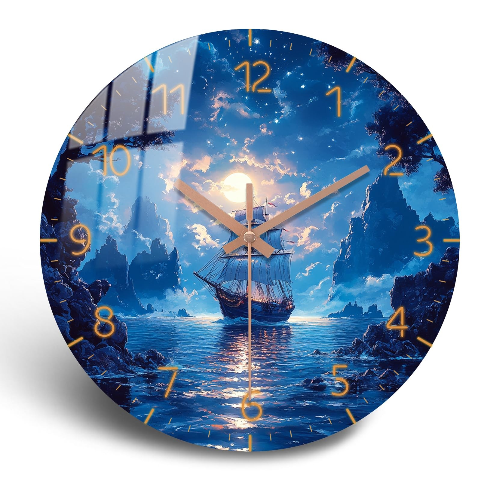 Large Coast Wall Clock 16 inch Modern Beach Wall Clock Woode