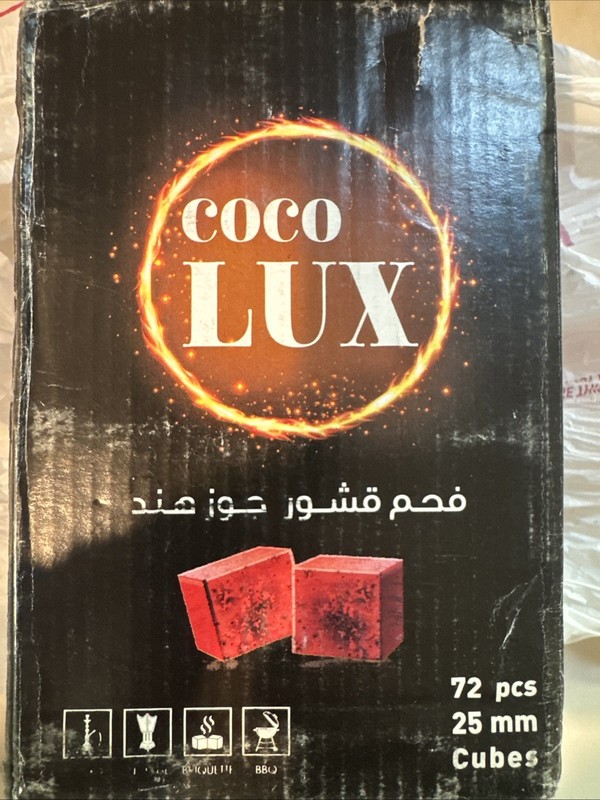 2 Coco Lux Coconut Shell Charcoal Hookah 25mm 144 Cubes