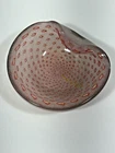 VTG BARBINI Murano Art Glass BULLICANTE Bowl Pink w/ Gold Aventurine Italy
