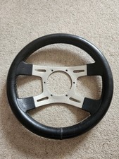 Astrali Black Leather Steering  Wheel 14" Dished. Mota-Lita Type Mounting.