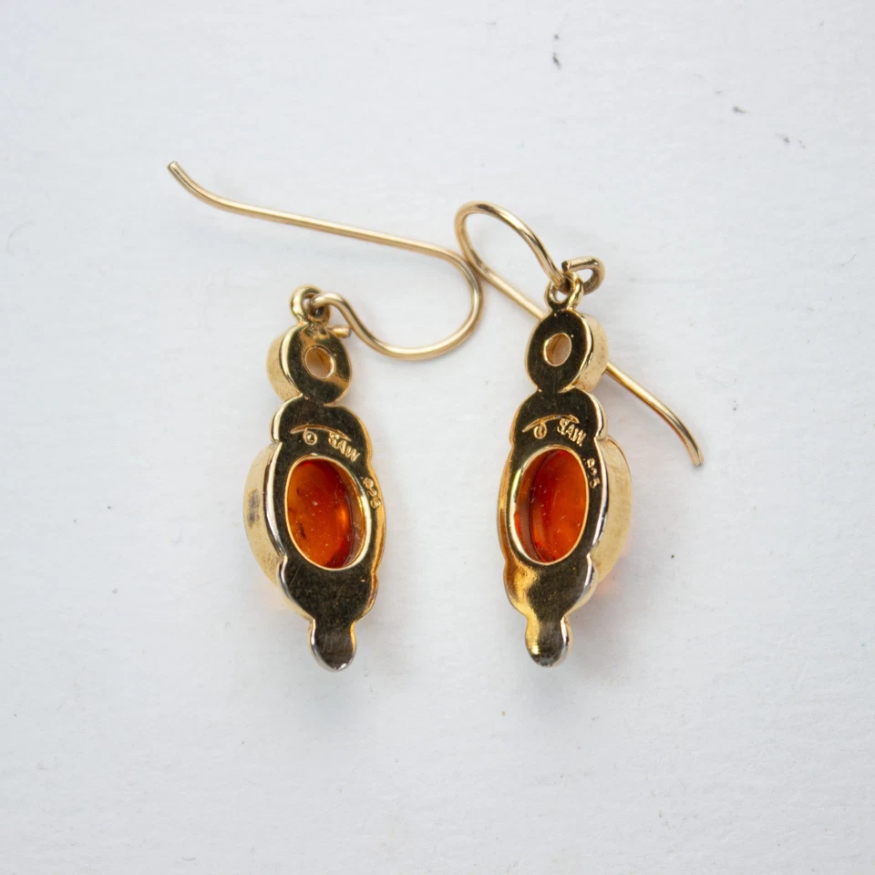 Orecchini - Argento Dorato- Ambra E Perle - Immagine 2 di 4