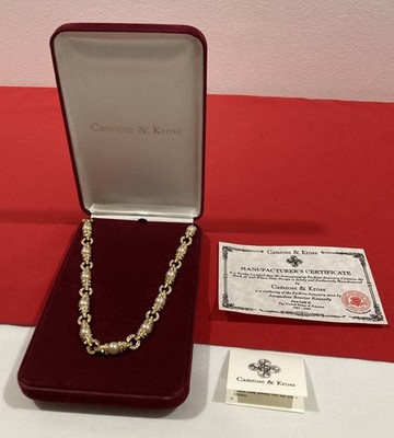 Camrose & Kross JBK Jacqueline Kennedy Gold Tone Pearl Necklace NEW CIB IN BOX