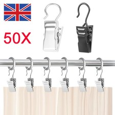 50X Heavy Duty Curtain Clips with Clamp Hooks Metal Curtain Clamp Drapery Hooks