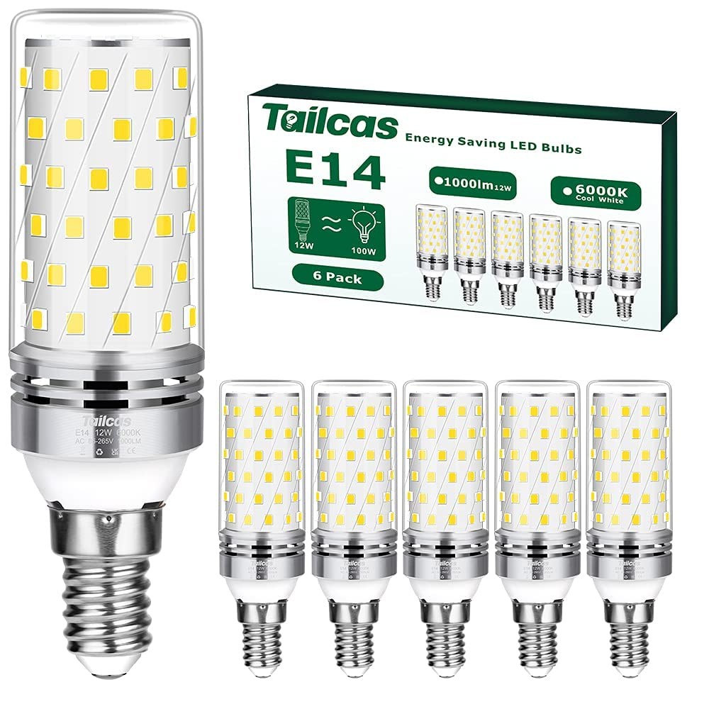 Lampadine LED E14 12W 6000K Tailcas: Luce Fredda per Casa e Ufficio