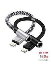 2Pack iPhone Headphone Adapter, Apple MFi Certified Lightning 2 White, Black