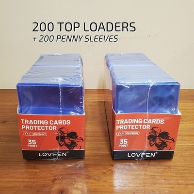 200 Top Loaders 35pt 3x4'' in + 200 soft penny sleeves   sport game card holders
