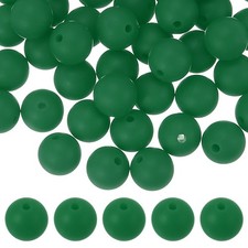 60 Pcs Silicone Beads, 9mm Bulk Beads for Keychain Making, Green