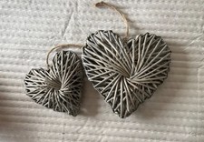 Two Wicker Hearts Wall Decoration Good Condition Used Wall Hanging Art