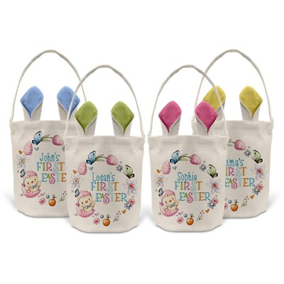 Personalisiert Meine 1. Ostereiersuche Tragetasche Korb Eimer Hase Kaninchen Geschenk Kinder 