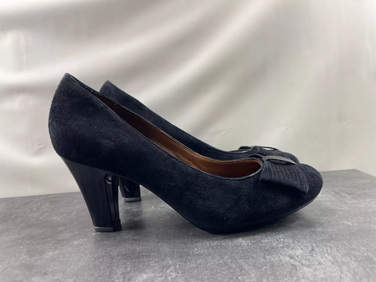 Clarks black best sale suede heels