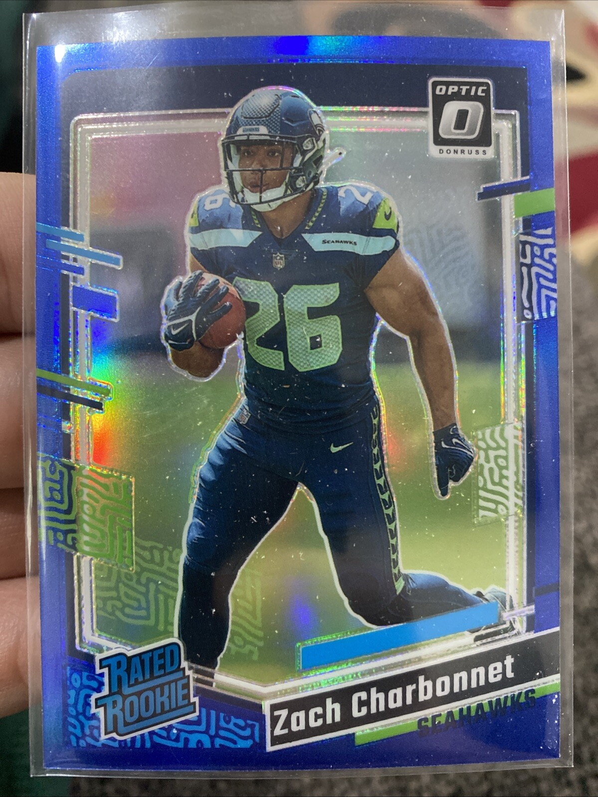 2023 Donruss Optic Blue Prizm Zach Charbonnet Rated Rookie #294 /199 RC 🔥🏈💎