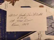 Col. ARCHIE VAN WINKLE, USMC Korean War Medal of Honor Recip. Signed 3x5 Card