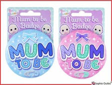 BADGE MUM TO BE Boy Girl Baby Shower Gender Reveal Party Deco Supplies Gift  UK