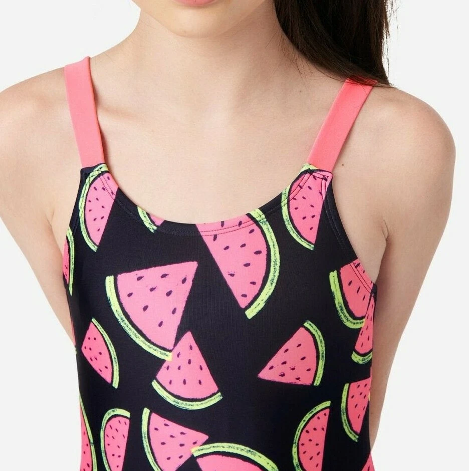 JUSTICE Girl Swimsuit Bikini Tankini Watermelon Pink Navy Blue 8 10 12 One Piece - Image 3 of 3