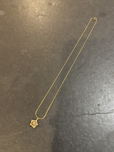 Vintage 14K Yellow Gold 3D Flower Diamond Pendent Necklace - Picture 6 of 9