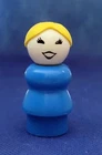 VINTAGE PLASTIC FISHER PRICE LITTLE PEOPLE WOMAN - BLUE BODY, YELLOW HAIR