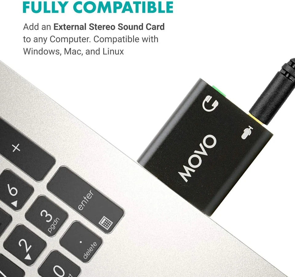 Movo 3.5mm TRS Microphone to External Sound Card USB Audio Adapter for PC & Mac - Image 4 of 4