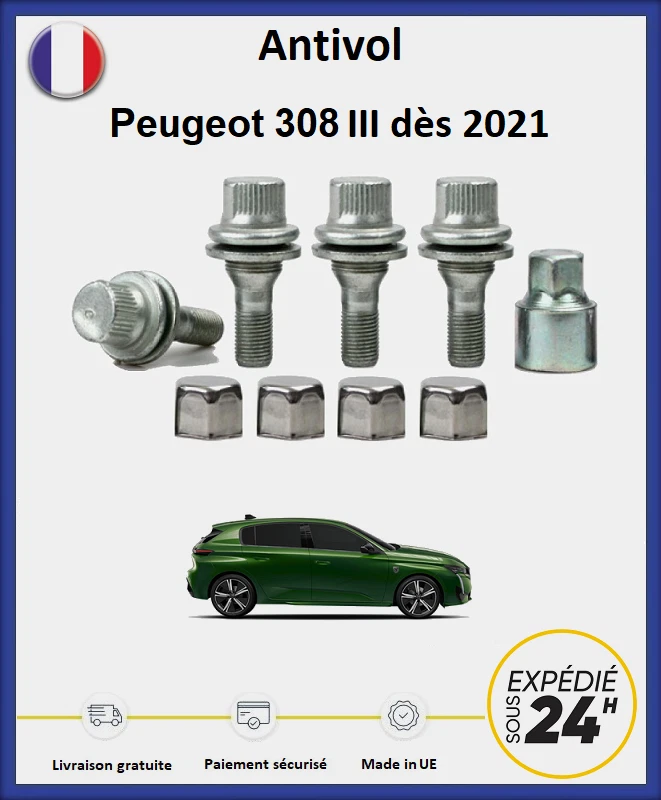 FARAD Ecrous antivol de roues Peugeot 308 III dès 2021
