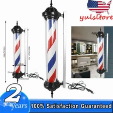 40" Large Barber Pole Light Rotating Hair Salon Shop Sign Outdoor Wall Mount