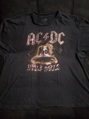 Vintage Very Rare Thrashed Rock shirt AC/DC Hells Bells T-Shirt Lisenced XXXL