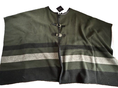 Rafaella green/black/grey size Medium cape coat NWT