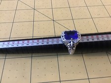 Blue Sapphire 925 Sterling Silver Art Deco Style Filigree Ring Jewelry Sz 7