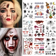 Halloween Prank Makeup Temporary Tattoo Bloody Cosplay Props Sticker Transferɞ