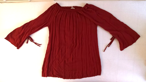 Damen Tunika Kleid C158T Größe 40,42,M Farbe Rot, Carmen Ausschnitt Italy - Bild 9 von 11
