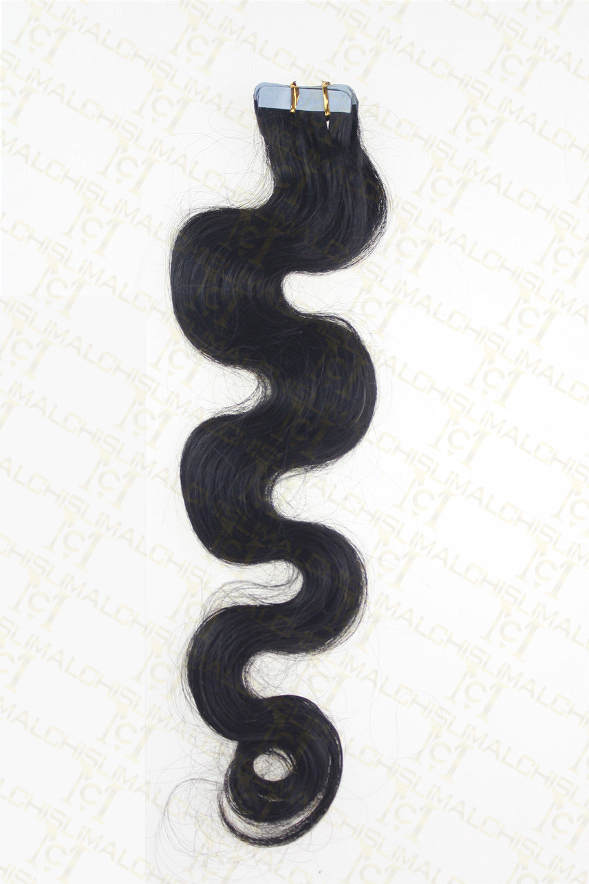 8A 14-26Inch Body Wavy Skin Weft Tape In Ombre Remy Human Hair Extensions 20pcs