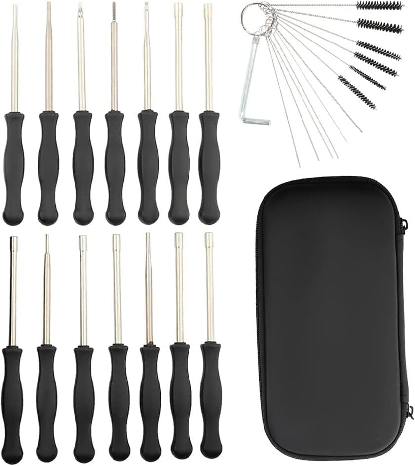 Cuque Vergaser-Schraubendreher Set – 8-teilig Inkl. Reinigungsnadeln, Edelstahl, Für 2-Takt Motoren
