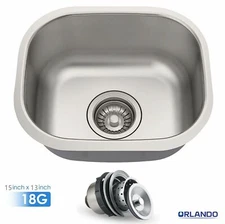 Stainless Steel Small Single Bowl Kitchen Bar Prep Sink Size 15"X13"X7"