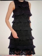 Dolce & Gabbana Dress Frills Lace Women Size 40 Cotton Silk Black