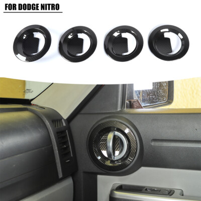 4x Inner Door Handle Bowl Cover Trim Decor for Dodge Nitro 2007-12 Carbon Fiber