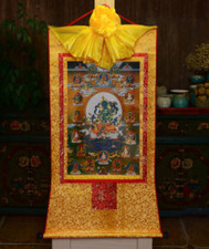 Tibet Tibetan Buddha Print Silk Gild Thangka Thanka Buddhism 21 Tara Guanyi 21度母