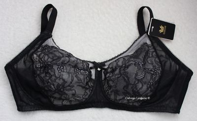 Nwt Wacoal 852186 '' Retro Chic Zoll Volle Figur Kabellos Spitzen Bh, Schwarz