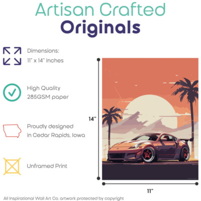 Nissan 350Z Poster Car Posters Wall Decor Men 11x14 Inches