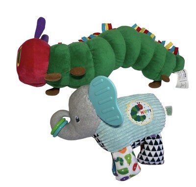 Lot - 2 World Eric Carle 14  Caterpillar 8  Elephant Plush Toys Kohl's Cares