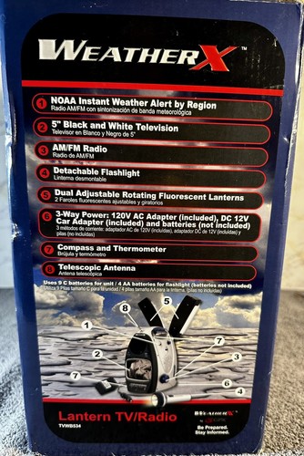 WeatherX Lantern TV/Radio TVWB534 NOAA Instant Weather Alert Brand NEW Sealed! - Picture 5 of 5