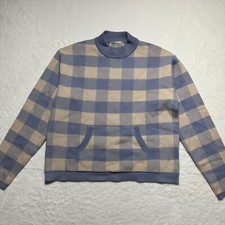Anthropologie Saturday Sunday Pullover Sweater Plaid Mock Neck Pockets Knit XS
