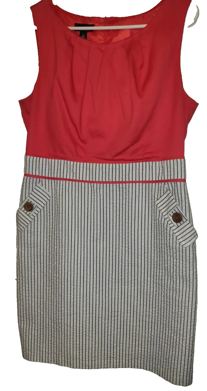 Abito Alyx Seersucker Tg 14 Rosso Grigio Tasche Nautiche Nautica Foderato Senza Maniche