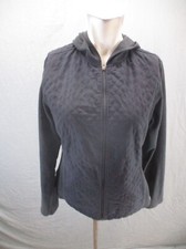 Columbia Size M Womens Black Full Zip Hooded Fleece Quilted Athletic Jacket 928