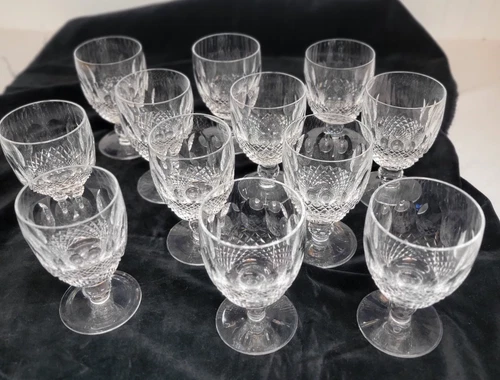 SET OF 12 VTG WATERFORD CRYSTAL COLLEEN SHORT STEM (CUT) WATER GOBLETS 5 1/4"