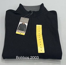 Ted Baker Men's 1/4 Zip Textured Pullover, Black, Size S