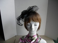 Black floral clip on Fascinator headband